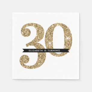 Servilleta De Papel TABLA fiesta GRAN EDAD 30 purpurina de oro moderno