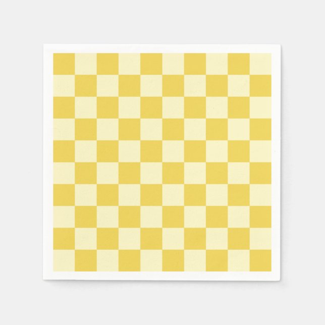 Servilleta De Papel Tablero de ajedrez amarillo mantequilla (Anverso)