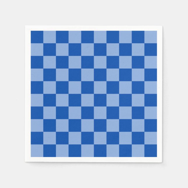 Servilleta De Papel Tablero de ajedrez azul cobalto (Anverso)