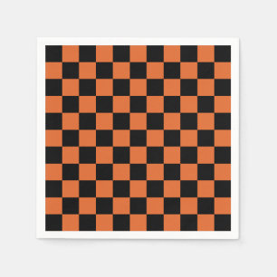 Servilleta De Papel Tablero de ajedrez de Halloween negro y naranja