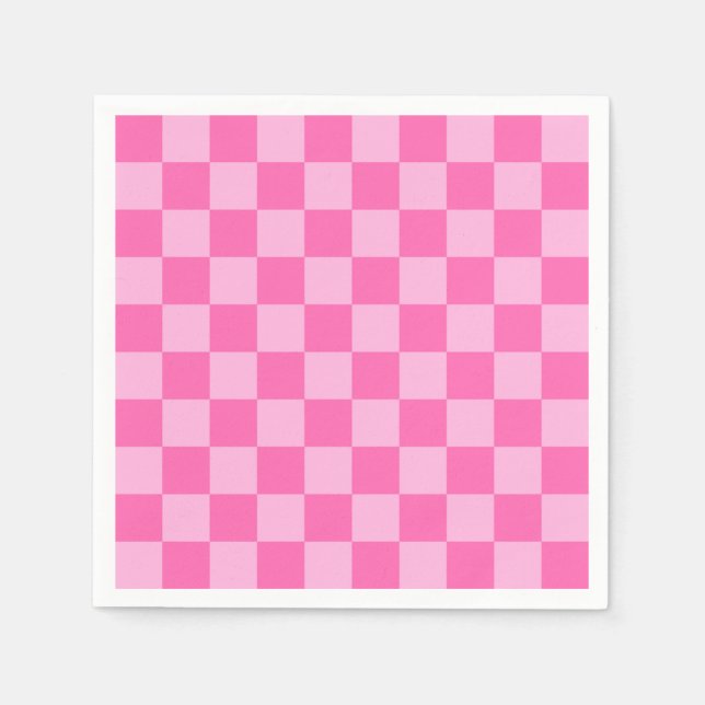 Servilleta De Papel Tablero de ajedrez rosa caliente (Anverso)
