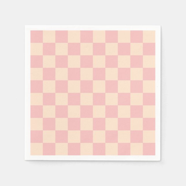 Servilleta De Papel Tablero de verificación rosa y crema (Anverso)