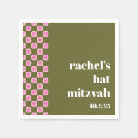Tablero retro floral Tablero verde rosa Mitzvah