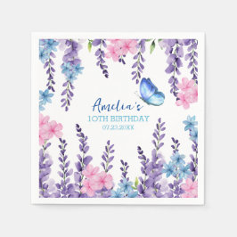 Servilleta De Papel Tabletas de cumpleaños de Chica de mariposa floral