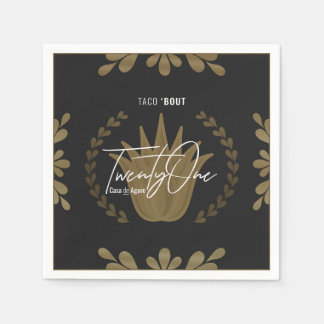 Servilleta De Papel Taco' Bout 21 | Napkins Black/Gold Tequila