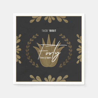 Servilleta De Papel Taco' Bout 40 | Napkins Black/Gold Tequila