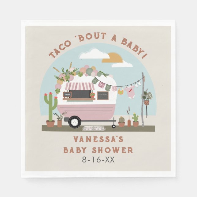 Servilleta De Papel Taco Bout A Baby Boho Camper Chica Baby Shower (Anverso)