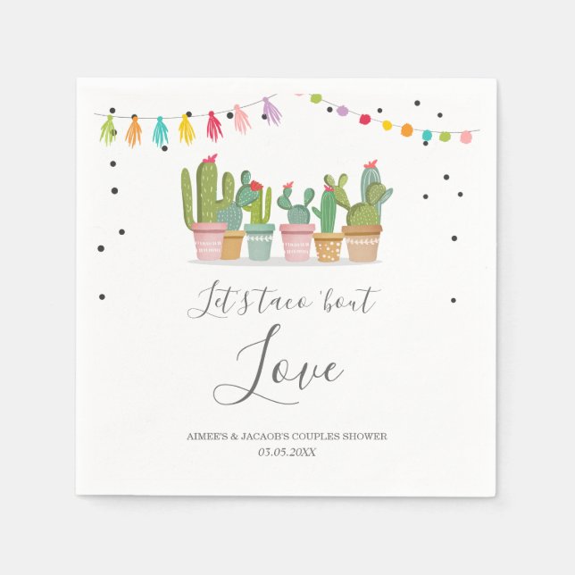 Servilleta De Papel Taco Bout Love Fiesta Parejas Ducha Napkins (Anverso)