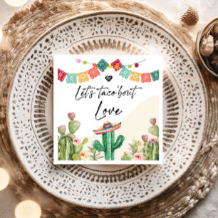 Servilleta De Papel Taco Bout Love Fiesta Watercolor Cactus Ducha