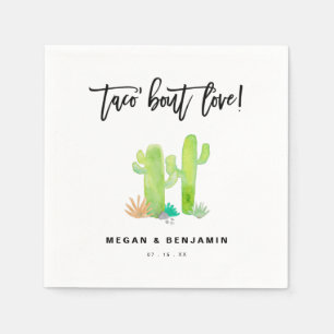 Servilleta De Papel Taco Bout Love Watercolor Succulum Boda