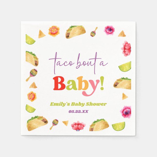 Servilleta De Papel ¡Taco Bout Un Bebé! Fiesta Baby Shower (Anverso)