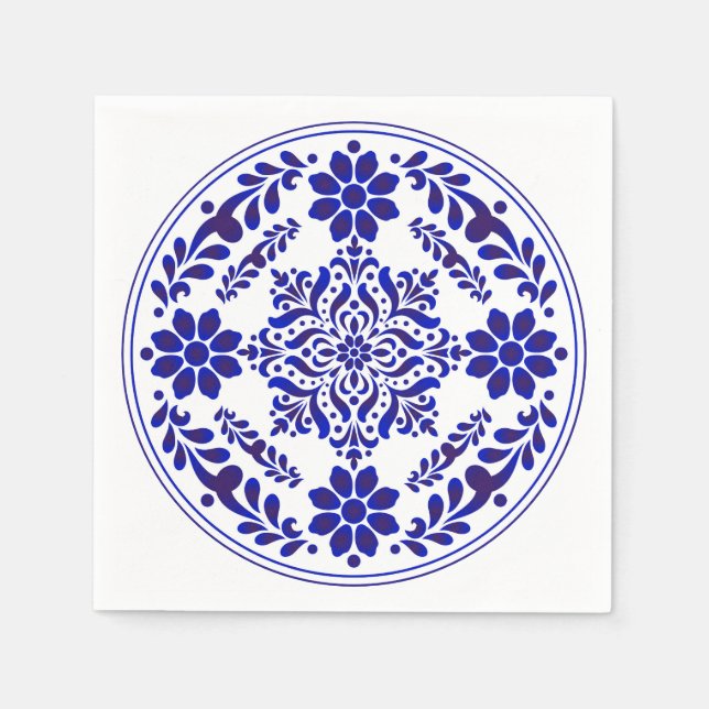 Servilleta De Papel Talavera azul y blanca tres (Anverso)