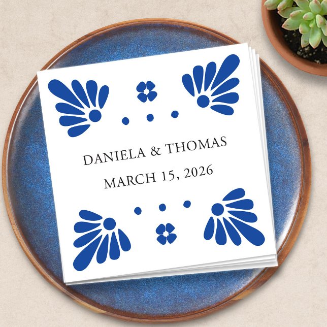 Servilleta De Papel Talavera Boda mexicano Napkins (Talavera Mexican Wedding Napkins by Fiesta Valley Print)