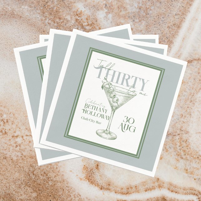 Servilleta De Papel Talk Thirty To Me Martini Cocktail 30th Birthday (Celebrate the big 3-0 with this stylish Talk Thirty To Me Martini Cocktail 30th Birthday Napkins! )