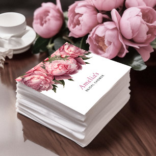 Servilleta De Papel Taller de boda de acuarela de peonías rosadas