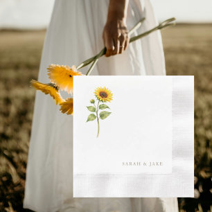 Servilleta De Papel Tallo de girasol Parejas Nombres Personalizados Ac