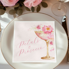 Servilleta De Papel Tallos de Rosa y Prosecco Floral Desayuno Nupcial
