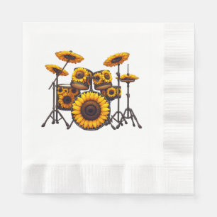 Servilleta De Papel Tambores Flor de girasol música floral