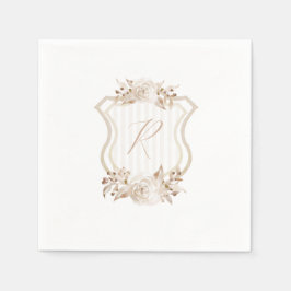 Servilleta De Papel Tan acuarela Monograma Floral