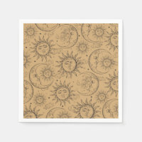 Tan Beige Vintage Celestial Sol Luna Estrellas Fie