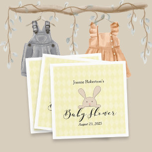 Servilleta De Papel Tan Bunny Baby Shower Modern Argel amarillo