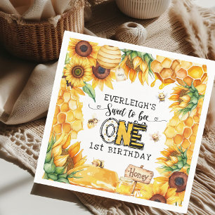 Servilleta De Papel Tan dulce ser una abeja floral cumpleaños 1 