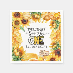 Servilleta De Papel Tan dulce ser una abeja floral cumpleaños 1
