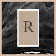 Tan y Brown Nombre Papel monogramado Toalla invita