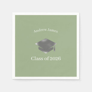 Servilleta De Papel Tapa de graduación plateada -Clase de 2026= nº3