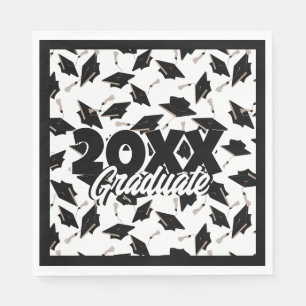 Servilleta De Papel Tapas de graduación negras empapadas en el aire en