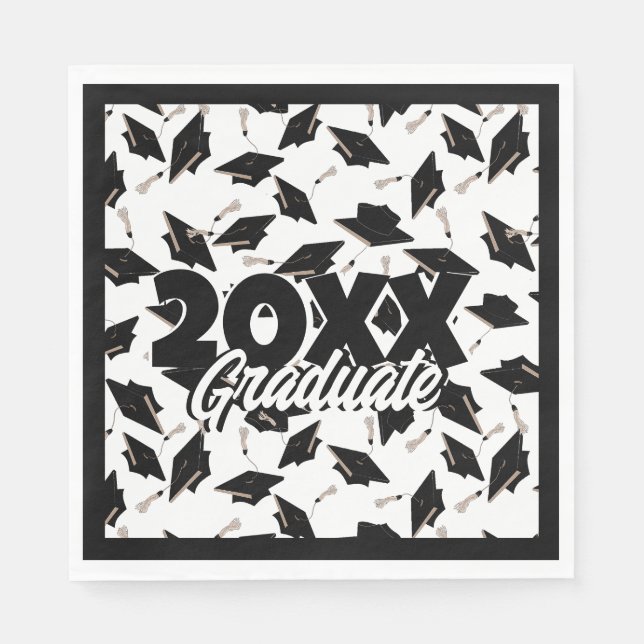 Servilleta De Papel Tapas de graduación negras empapadas en el aire en (Anverso)
