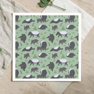 Servilleta De Papel Tapir Malayo Selva Verde Animal de Zoológico