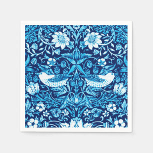 Servilleta De Papel Tapiz Art Nouveau de aves y flores, azul oscuro
