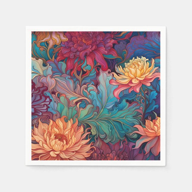 Servilleta De Papel Tapiz floral de Dahlia (Anverso)