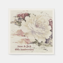 Servilleta De Papel Tapiz Vintage de la Rosa del 40º Aniversario
