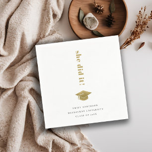 Servilleta De Papel Tapón elegante de graduación de tipografía de oro