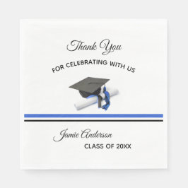 Servilleta De Papel Tapón negro y azul | Partido de Graduación