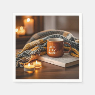 Servilleta De Papel Tarde acogedora y cálida iluminada con velas