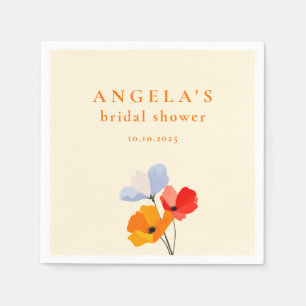 Servilleta De Papel Tarde Nupcial Floral Amapola Negrita