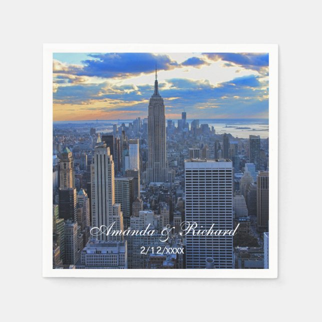 Servilleta De Papel Tarde por la tarde NYC Skyline mientras la puesta  (Anverso)