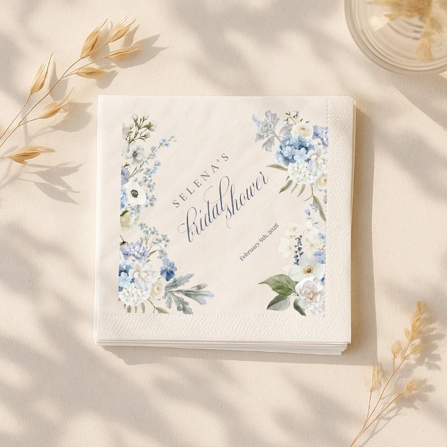Servilleta De Papel Tarjeta de agradecimiento de Hydrangea | Blue Flor (Subido por el creador)