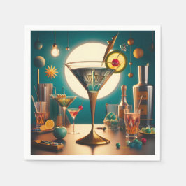 Servilleta De Papel Tarjeta de circuito futurista atómico Martini