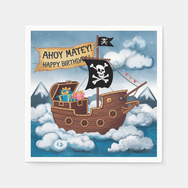 Servilleta De Papel Tarjeta de cumpleaños - Ahoy Matey! (Anverso)