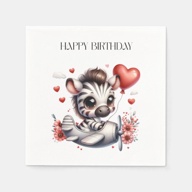Servilleta De Papel Tarjeta de cumpleaños de cebra piloto (Anverso)