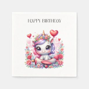 Servilleta De Papel Tarjeta de cumpleaños de piloto de unicornio