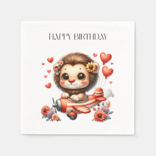 Servilleta De Papel Tarjeta de cumpleaños del piloto león