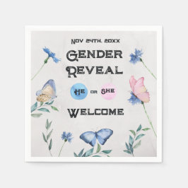 Servilleta De Papel Tarjeta de envoltura de mariposa floral acuática