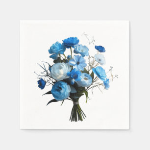Servilleta De Papel Tarjeta de flores azules y blancas