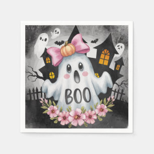 Servilleta De Papel Tarjeta de Halloween con un fantasma de A kawaii