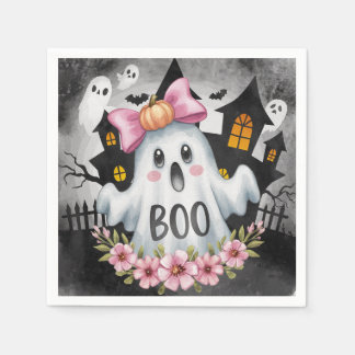 Servilleta De Papel Tarjeta de Halloween con un fantasma de A kawaii